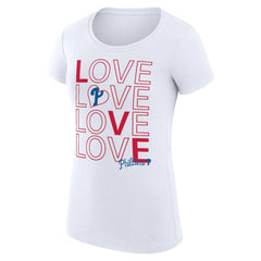Philadelphia Phillies G-III 4Her by Carl Banks Women's Super-Slim Fit Lightweight Love Graphic Team T-Shirt White