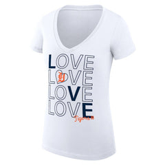 Detroit Tigers G-III 4Her by Carl Banks Women's Super-Slim Fit Lightweight Love Graphic Team V-Neck T-Shirt White
