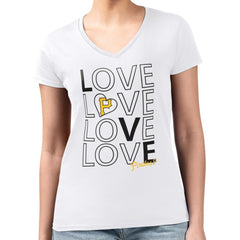 Pittsburgh Pirates G-III 4Her by Carl Banks Women's Super-Slim Fit Lightweight Love Graphic Team V-Neck T-Shirt White