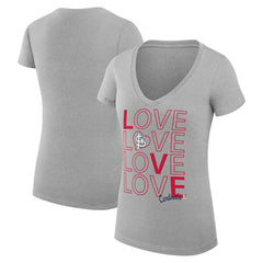 St. Louis Cardinals G-III 4Her by Carl Banks Women's Super-Slim Fit Lightweight Love Graphic Team V-Neck T-Shirt Heather Gray