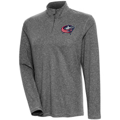 Columbus Blue Jackets Antigua Women's Confront Quarter-Zip Pullover Top Heather Black