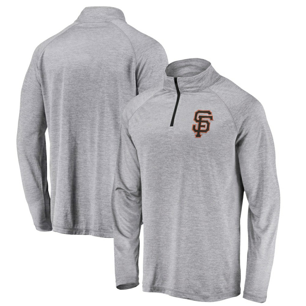San Francisco Giants Profile Big & Tall Raglan Quarter-Zip Top Heather Gray