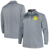 San Diego Padres Profile Big & Tall Raglan Quarter-Zip Top Gray