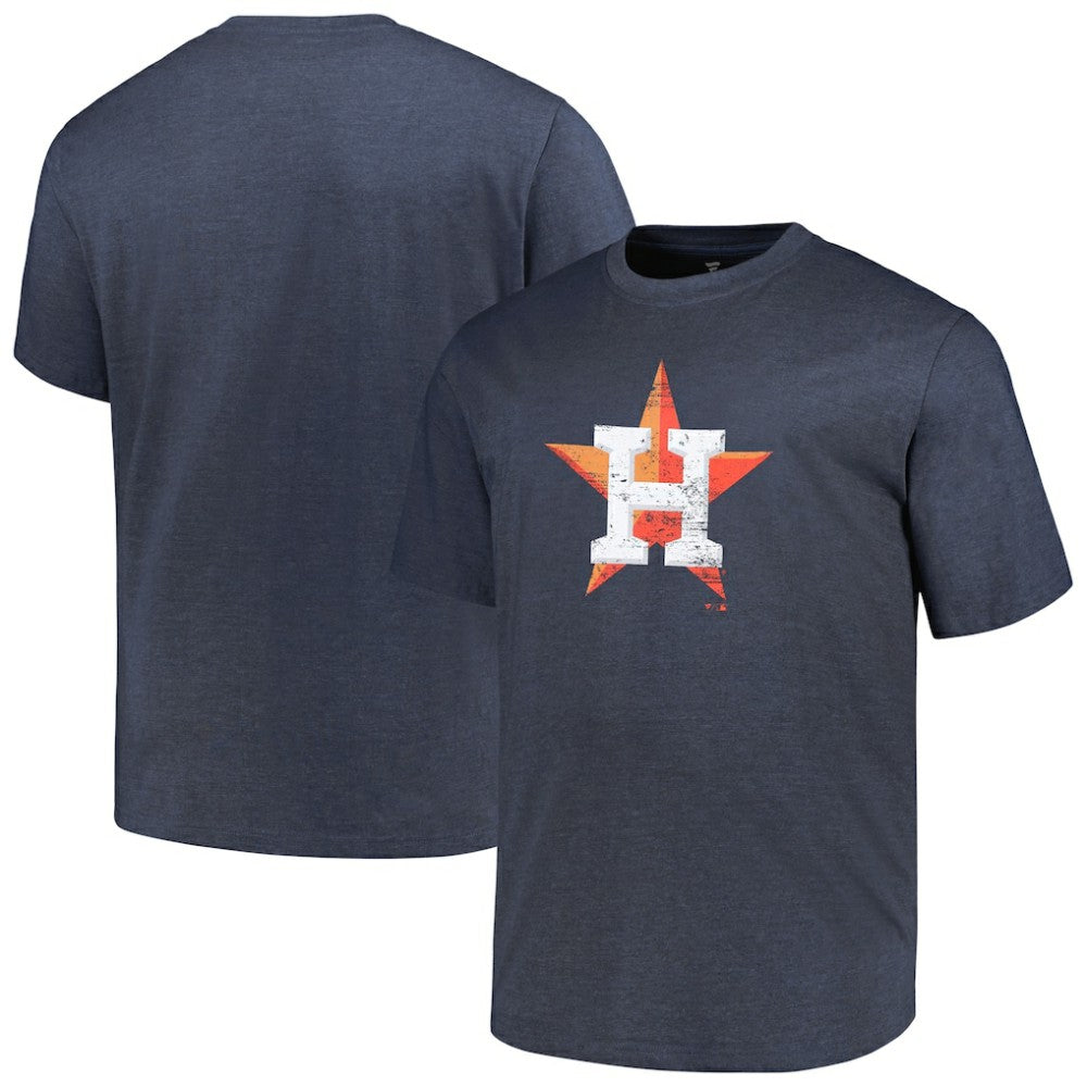 Houston Astros Profile Big & Tall Weathered Logo T-Shirt Heather Navy