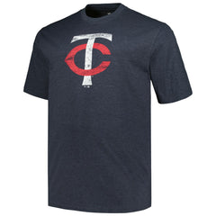 Minnesota Twins Profile Big & Tall Weathered Logo T-Shirt Heather Navy