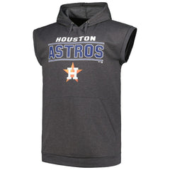 Houston Astros Profile Big & Tall Muscle Sleeveless Pullover Hoodie Heather Charcoal