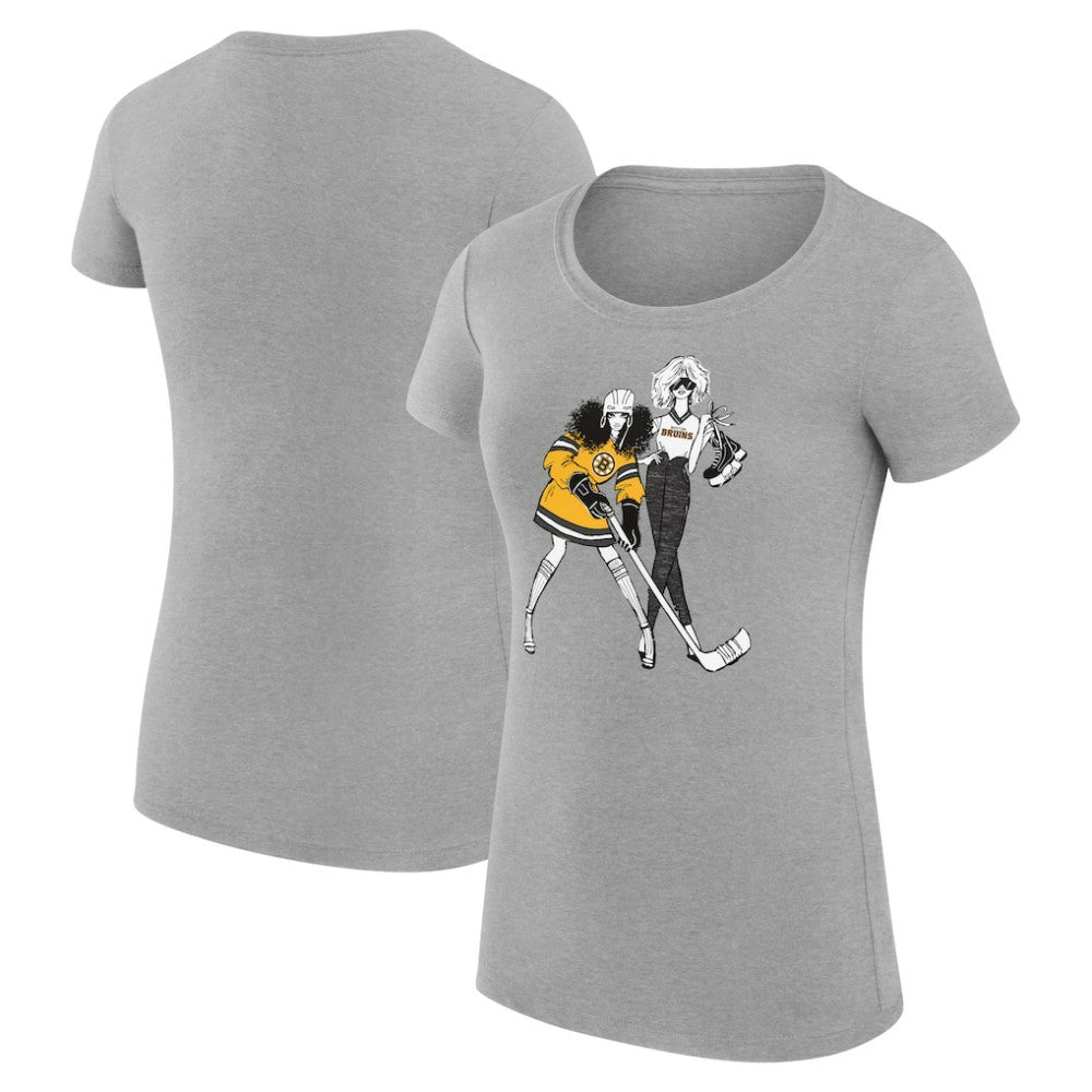 Boston Bruins G-III 4Her by Carl Banks Women's Super-Slim Fit Lightweight Hockey Girls T-Shirt Heather Gray