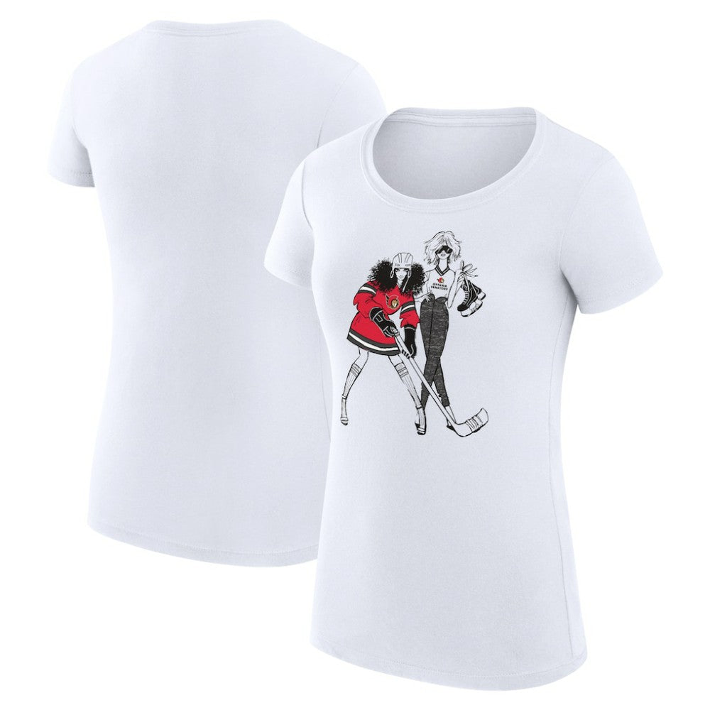 Ottawa Senators G-III 4Her by Carl Banks Women's Super-Slim Fit Lightweight Hockey Girls T-Shirt White