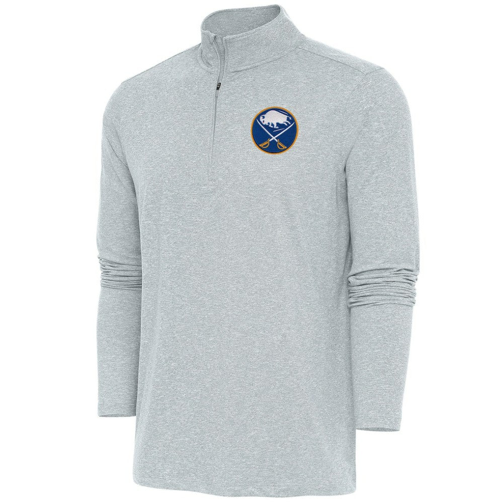 Buffalo Sabres Antigua Hunk Quarter-Zip Pullover Top Heather Gray