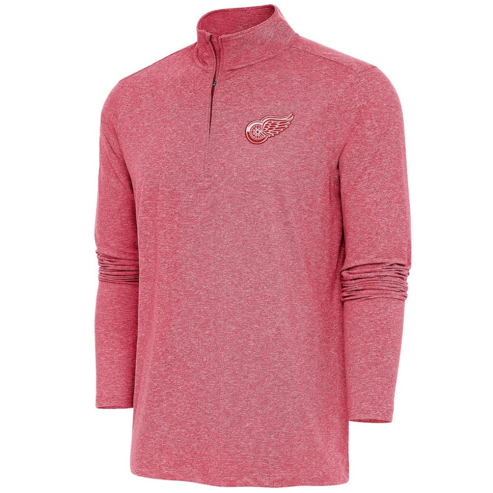 Detroit Red Wings Antigua Hunk Quarter-Zip Pullover Top Heather Red