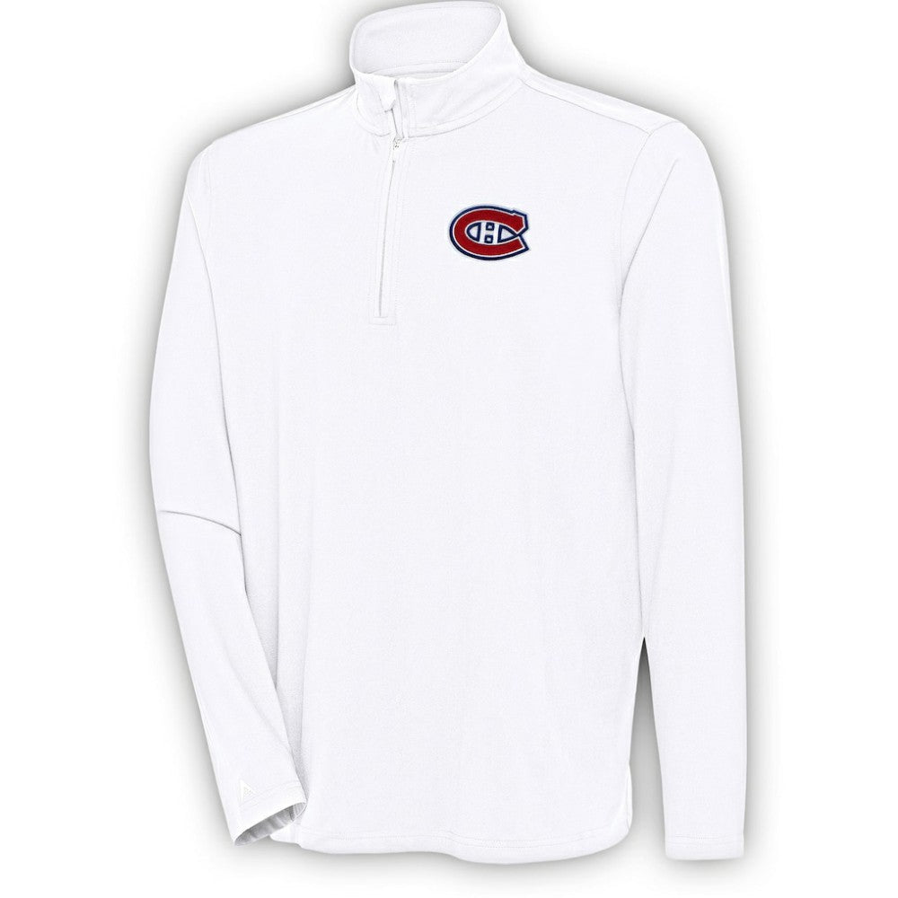 Montreal Canadiens Antigua Hunk Quarter-Zip Pullover Top White