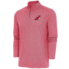 New Jersey Devils Antigua Hunk Quarter-Zip Pullover Top Heather Red