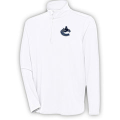Vancouver Canucks Antigua Hunk Quarter-Zip Pullover Top White