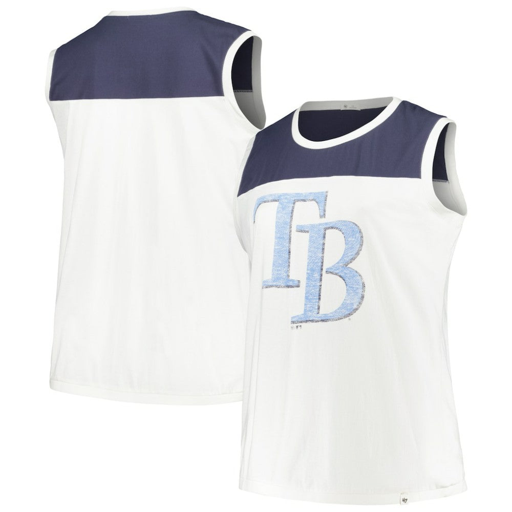 Tampa Bay Rays Women's Plus Size Waist Length Muscle Tank Top White/Navy | 47 brand