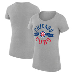 Chicago Cubs G-III 4Her by Carl Banks Women's Super-Slim Fit Lightweight City Graphic T-Shirt Heather Gray
