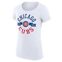 Chicago Cubs G-III 4Her by Carl Banks Women's Super-Slim Fit Lightweight City Graphic T-Shirt White