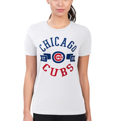 Chicago Cubs G-III 4Her by Carl Banks Women's Super-Slim Fit Lightweight City Graphic T-Shirt White