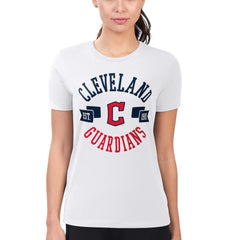 Cleveland Guardians G-III 4Her by Carl Banks Women's Super-Slim Fit Lightweight City Graphic T-Shirt White