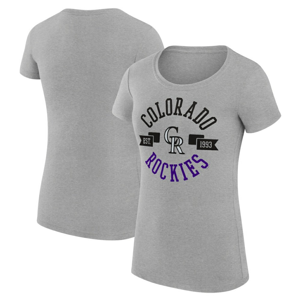 Colorado Rockies G-III 4Her by Carl Banks Women's Super-Slim Fit Lightweight City Graphic T-Shirt Heather Gray