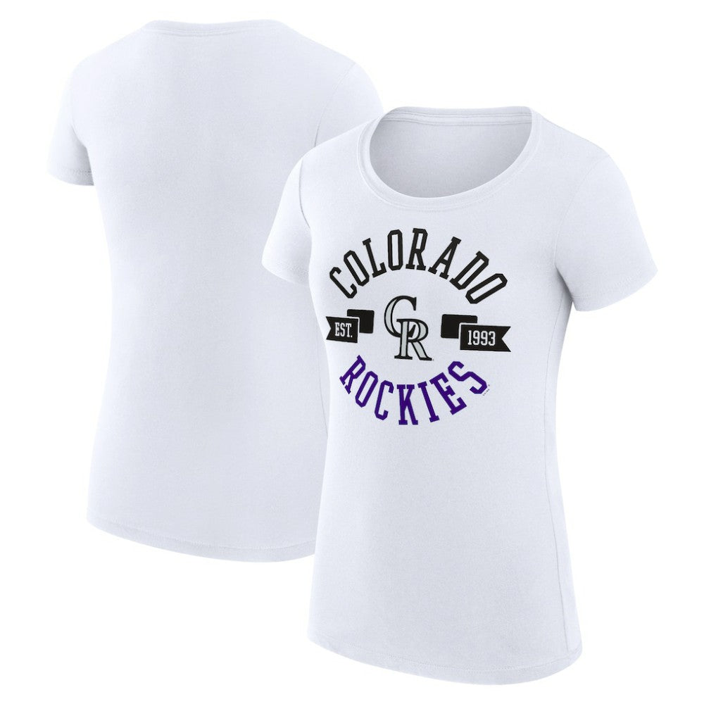Colorado Rockies G-III 4Her by Carl Banks Women's Super-Slim Fit Lightweight City Graphic T-Shirt White