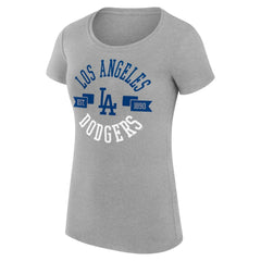 Los Angeles Dodgers G-III 4Her by Carl Banks Women's Super-Slim Fit Lightweight City Graphic T-Shirt Heather Gray