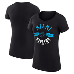 Miami Marlins G-III 4Her by Carl Banks Women's Super-Slim Fit Lightweight City Graphic T-Shirt Black