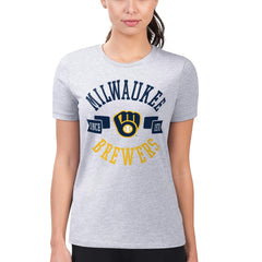 Milwaukee Brewers G-III 4Her by Carl Banks Women's Super-Slim Fit Lightweight City Graphic T-Shirt Heather Gray