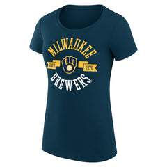 Milwaukee Brewers G-III 4Her by Carl Banks Women's Super-Slim Fit Lightweight City Graphic T-Shirt Navy