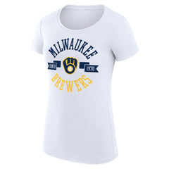 Milwaukee Brewers G-III 4Her by Carl Banks Women's Super-Slim Fit Lightweight City Graphic T-Shirt White