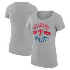 Philadelphia Phillies G-III 4Her by Carl Banks Women's Super-Slim Fit Lightweight City Graphic T-Shirt Heather Gray