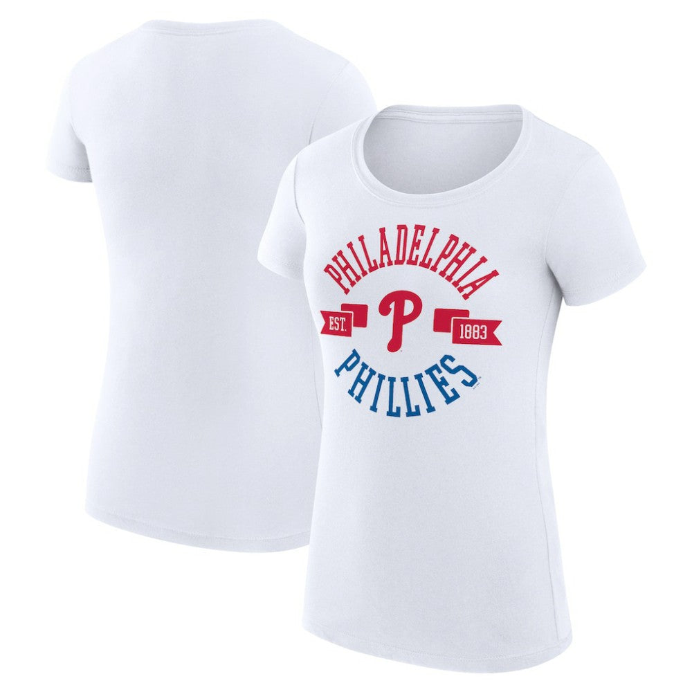 Philadelphia Phillies G-III 4Her by Carl Banks Women's Super-Slim Fit Lightweight City Graphic T-Shirt White
