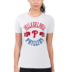 Philadelphia Phillies G-III 4Her by Carl Banks Women's Super-Slim Fit Lightweight City Graphic T-Shirt White