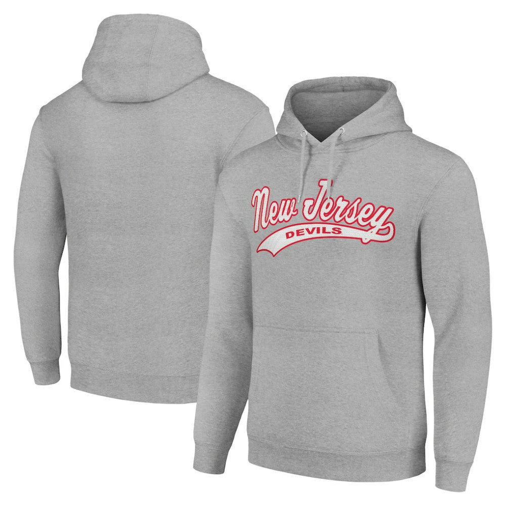 New Jersey Devils Starter Tailsweep Fleece Tri-Blend Pullover Hoodie Heather Gray