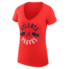 Atlanta Braves G-III 4Her by Carl Banks Women's Super-Slim Fit Lightweight City Graphic V-Neck T-Shirt Red