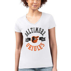 Baltimore Orioles G-III 4Her by Carl Banks Women's Super-Slim Fit Lightweight City Graphic V-Neck T-Shirt White