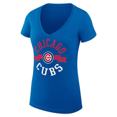 Chicago Cubs G-III 4Her by Carl Banks Women's Super-Slim Fit Lightweight City Graphic V-Neck T-Shirt Royal