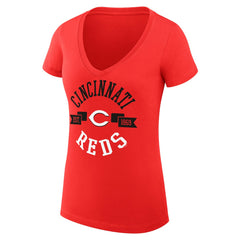 Cincinnati Reds G-III 4Her by Carl Banks Women's Super-Slim Fit Lightweight City Graphic V-Neck T-Shirt Red