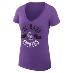 Colorado Rockies G-III 4Her by Carl Banks Women's Super-Slim Fit Lightweight City Graphic V-Neck T-Shirt Purple