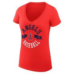 Los Angeles Angels G-III 4Her by Carl Banks Women's Super-Slim Fit Lightweight City Graphic V-Neck T-Shirt Red