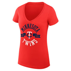 Minnesota Twins G-III 4Her by Carl Banks Women's Super-Slim Fit Lightweight City Graphic V-Neck T-Shirt Red