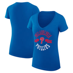 Philadelphia Phillies G-III 4Her by Carl Banks Women's Super-Slim Fit Lightweight City Graphic V-Neck T-Shirt Royal