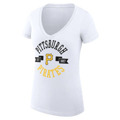 Pittsburgh Pirates G-III 4Her by Carl Banks Women's Super-Slim Fit Lightweight City Graphic V-Neck T-Shirt White