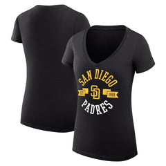 San Diego Padres G-III 4Her by Carl Banks Women's Super-Slim Fit Lightweight City Graphic V-Neck T-Shirt Black