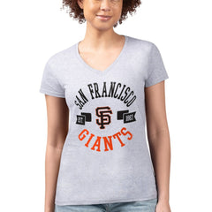 San Francisco Giants G-III 4Her by Carl Banks Women's Super-Slim Fit Lightweight City Graphic V-Neck T-Shirt Heather Gray