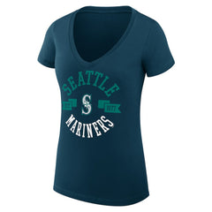 Seattle Mariners G-III 4Her by Carl Banks Women's Super-Slim Fit Lightweight City Graphic V-Neck T-Shirt Navy