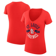 St. Louis Cardinals G-III 4Her by Carl Banks Women's Super-Slim Fit Lightweight City Graphic V-Neck T-Shirt Red