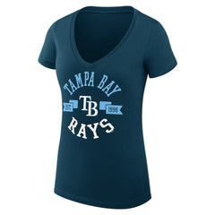 Tampa Bay Rays G-III 4Her by Carl Banks Women's Super-Slim Fit Lightweight City Graphic V-Neck T-Shirt Navy