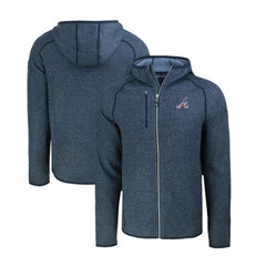 Atlanta Braves Cutter & Buck Stars & Stripes Mainsail Sweater-Knit Full-Zip Hoodie Heather Navy