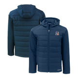 New York Yankees Cutter & Buck Stars & Stripes Evoke Hybrid Eco Softshell Recycled Full-Zip Hoodie Jacket Navy