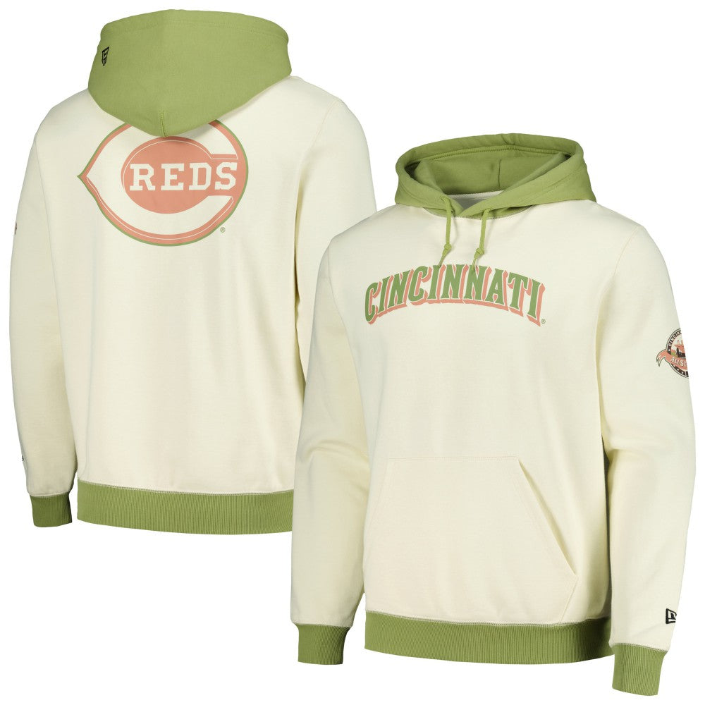 Cincinnati Reds Color Pop Pullover Hoodie Cream/Green | New Era